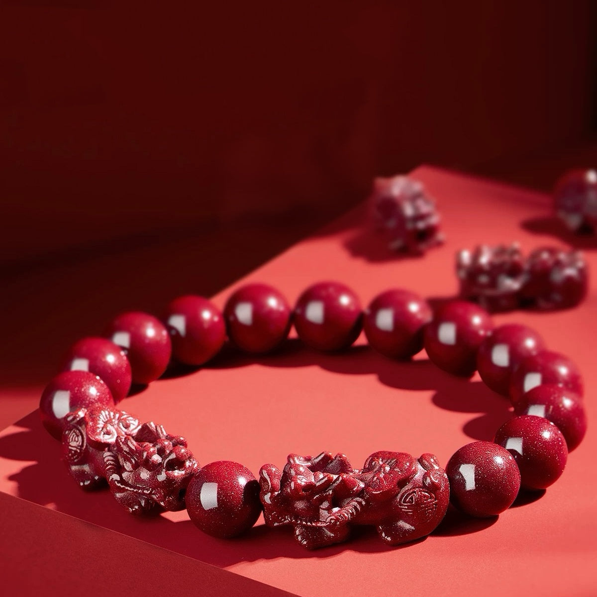 Cinnabar Pixiu Charm Bracelet - Prosperity and Protection