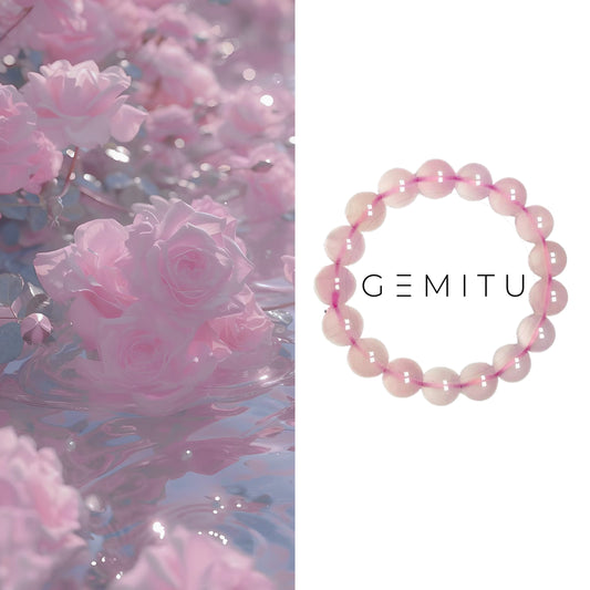 Love and Emotional Healing - Natural Pink Rose Quartz Crystal Bracelet