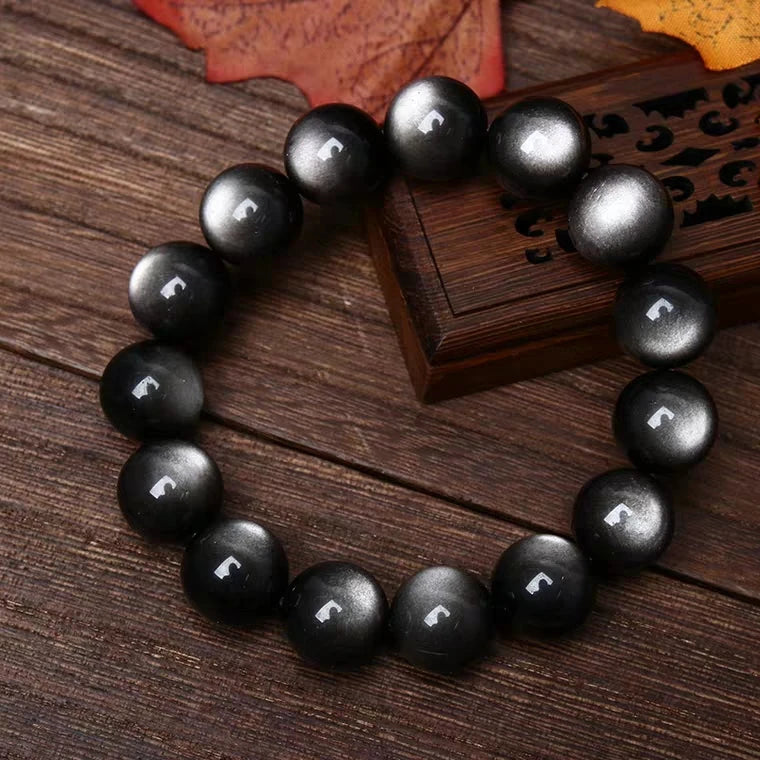 Serenity Stone - Natural Silver Obsidian Flash Bracelet