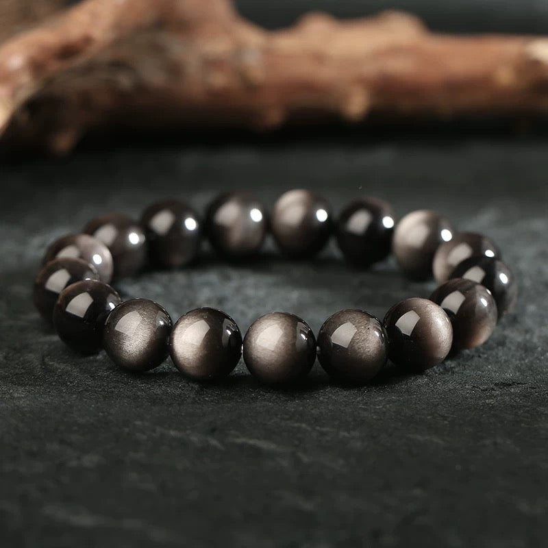 Serenity Stone - Natural Silver Obsidian Flash Bracelet